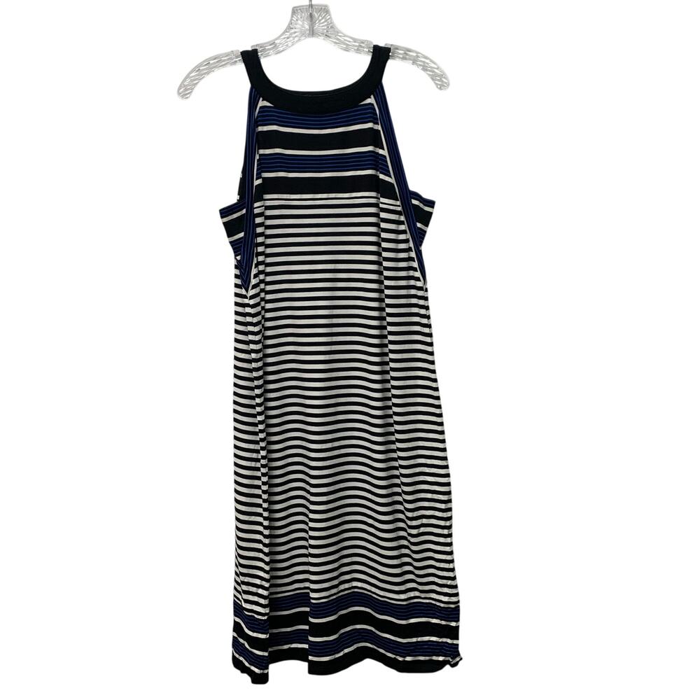 J. Jill Wearever Collection Womens Medium Black Blue White Striped Tank Dress